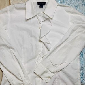 Ann Taylor Womens 8 Top Long Sleeve Cotton White